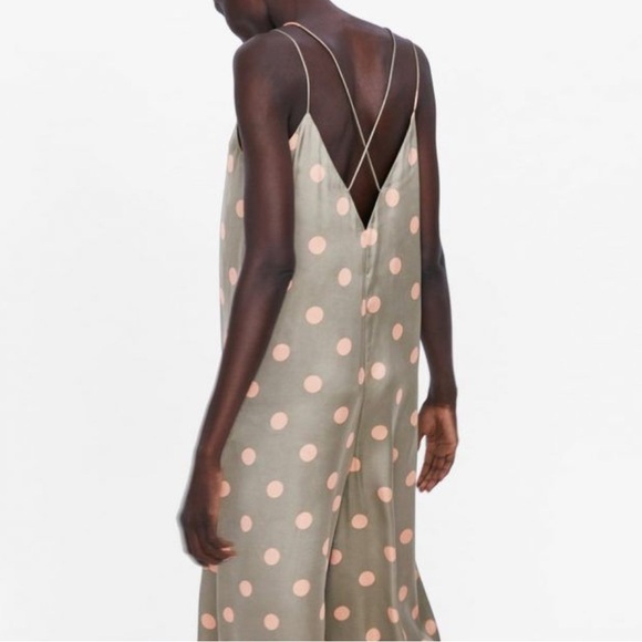 Zara Wide Leg Polka Dot Satin Jumpsuit - Picture 3 of 10